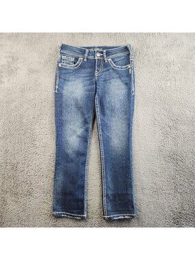 Silver Jeans Women's 26 Low Rise Cropped Suki Capri Lite Stretch Contrast Stitch